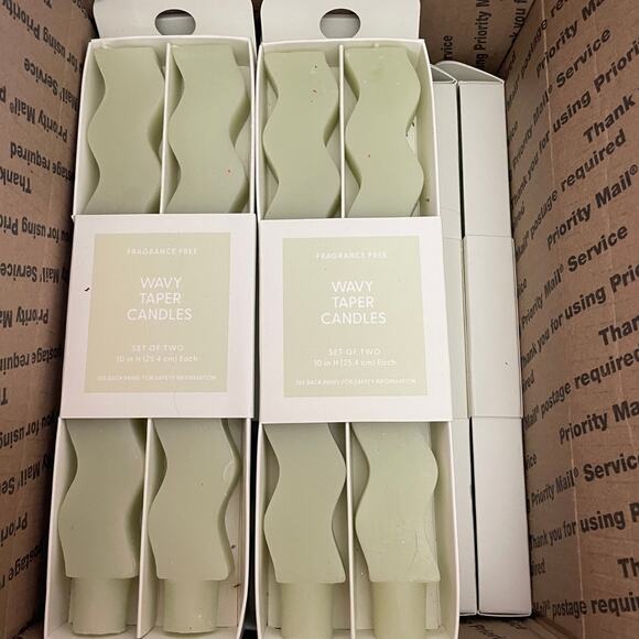 Bundle (12-2 pack) Wavy Taper Candles. Pistachio Green Fragrance Free 10” - Picture 1 of 4